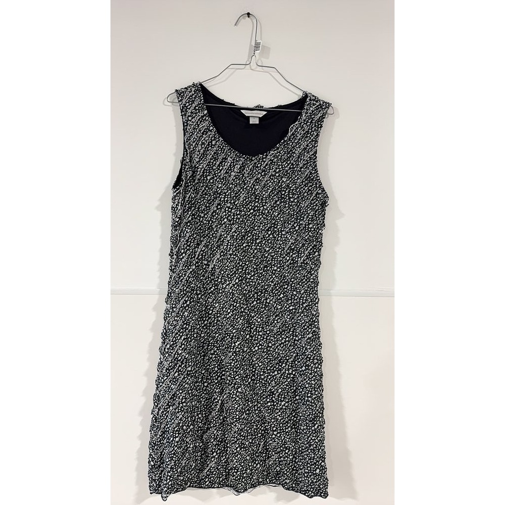 Christopher & Banks Black and White Textured Sleeveless Dress-M